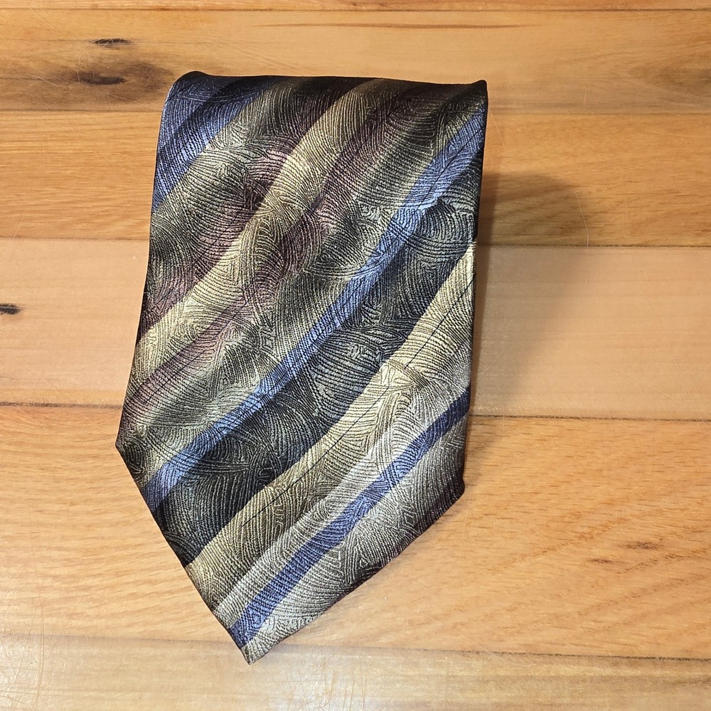 J. Garcia Mens Silk Tie Desert Storm Collection 28 Vintage 1996 Striped Textured